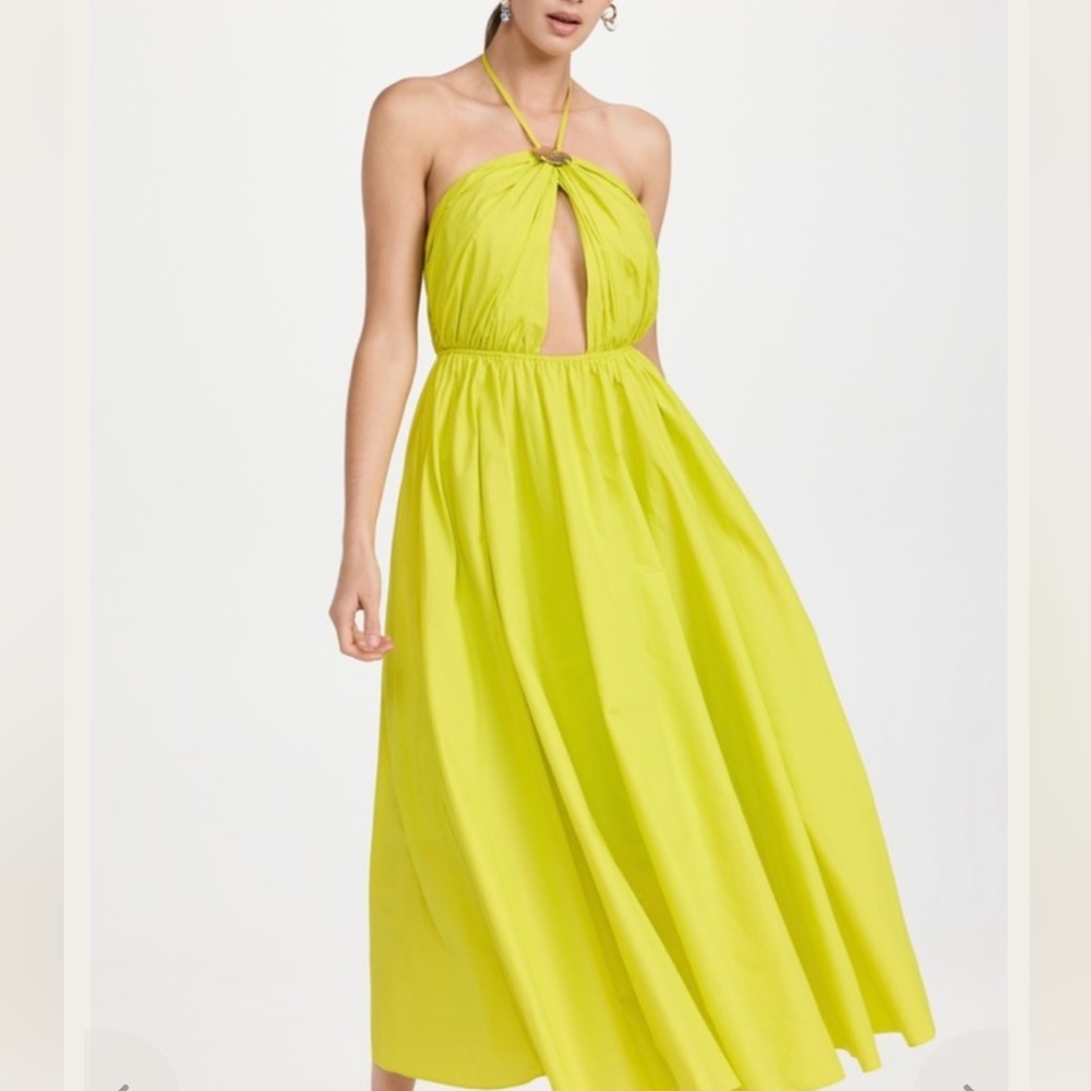 Staud Danielle Dress in Electric Lime